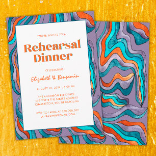 Convites Jantar de Ensaios de Casamento Roxo Ondulado Groov