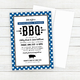 Convites Jantar de Ensaios de Casamento Rústico Azul BBQ
