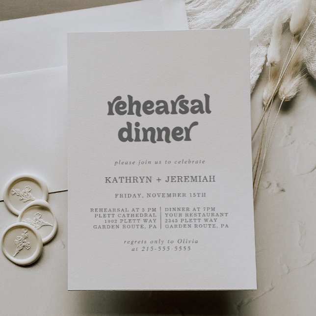 Convites Jantar de Ensaios de Casamento Simples e Formal (Criador carregado)