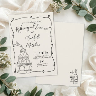 Convites Jantar de Ensaios de Casamento Vintage Desenhado à