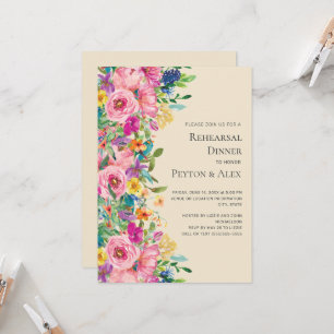 Convites Jantar de Ensaios de Flores Silvestres Coloridas e
