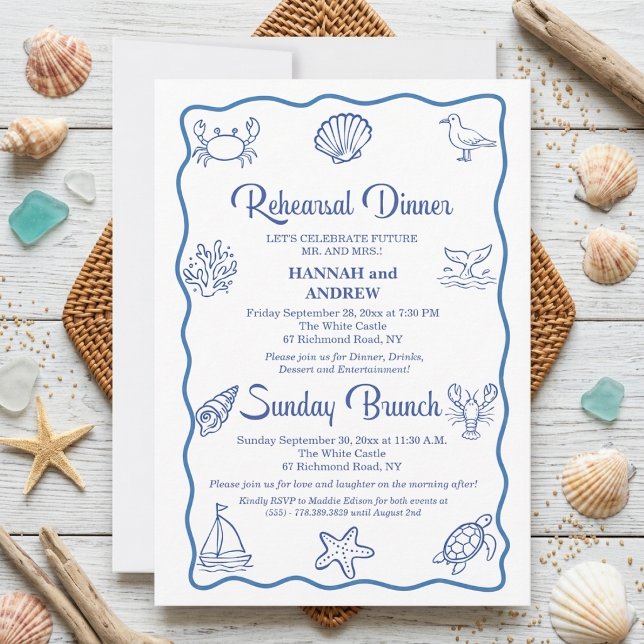 Convites Jantar de Ensaios do Brunch de Domingo da Vida Mar (Criador carregado)
