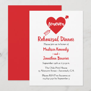 Convites Jantar de Ensaios do Casamento Vermelho Coração Mo