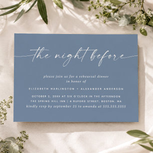 Convites Jantar de Ensaios Dusty Blue Gray. Casamento Náuti