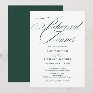 Convites Jantar de Ensaios Elegant Script Esmeralda Verde