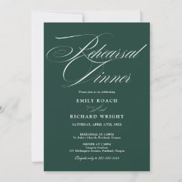 Convites Jantar de Ensaios Elegant Script Esmeralda Verde