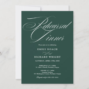 Convites Jantar de Ensaios Elegant Script Esmeralda Verde