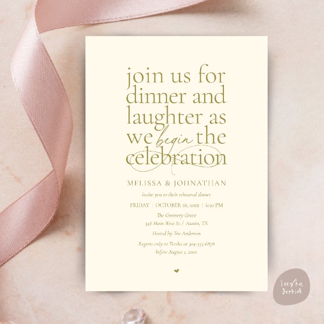 Convites Jantar de Ensaios Elegante Amor & Riso Minimal (Modern Elegant Rehearsal Dinner Love & Laughter Celebration begins Minimal Invitation Card)