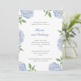 Convites Jantar de Ensaios Flor de Hortênsia Azul Clássica