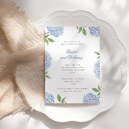 Convites Jantar de Ensaios Flor de Hortênsia Azul Simples