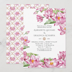 Convites Jantar de Ensaios Flor de Lótus Aquarela Indiana