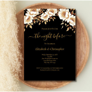 Convites Jantar de Ensaios Florais Black Gold Night Before