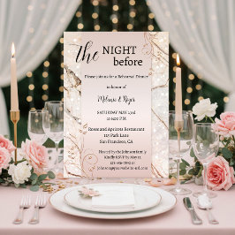 Convites Jantar de Ensaios Florais em Rose Gold Mármore