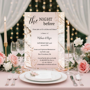 Convites Jantar de Ensaios Florais em Rose Gold Mármore