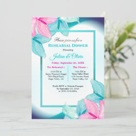 Convites Jantar de Ensaios Florais Modernos em Teal e Rosa