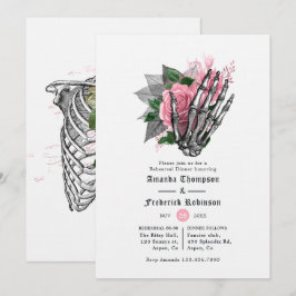 Convites Jantar de Ensaios Florais Rosa de Halloween Gótico