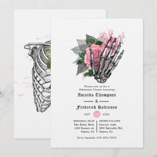 Convites Jantar de Ensaios Florais Rosa de Halloween Gótico