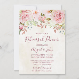 Convites Jantar de Ensaios Florais Rosa Vintage da Primaver