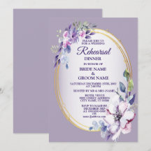 Jantar de Ensaios Floral Água-forte Roxo Dourado
