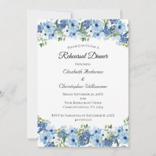 Convites Jantar de Ensaios Floral Aquarela Boho Verde Azul
