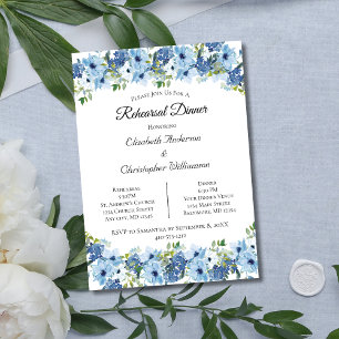 Convites Jantar de Ensaios Floral Aquarela Boho Verde Azul