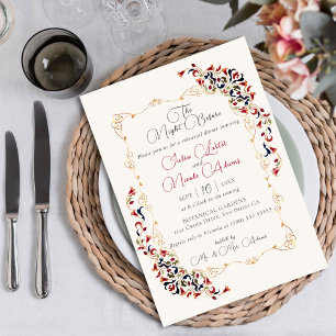 Convites Jantar de Ensaios Floral Botânico de Luxo Paisley