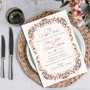 Convites Jantar de Ensaios Floral Botânico de Luxo Paisley