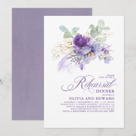 Convites Jantar de Ensaios Floral Botânico Lavanda Roxo