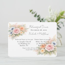Convites Jantar de Ensaios Floral com Aquarela Suave
