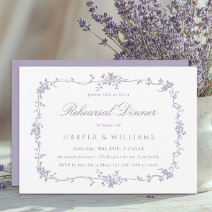 Convites Jantar de Ensaios Floral de Lavanda Vitoriano Fran