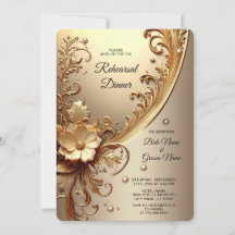 Jantar de Ensaios Floral Dourado Ornamentado