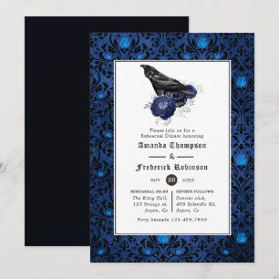 Convites Jantar de Ensaios Floral Gótico Preto e Azul