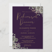 Jantar de Ensaios Floral Gótico Roxo e Dourado