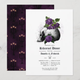 Convites Jantar de Ensaios Floral Gótico Roxo e Preto