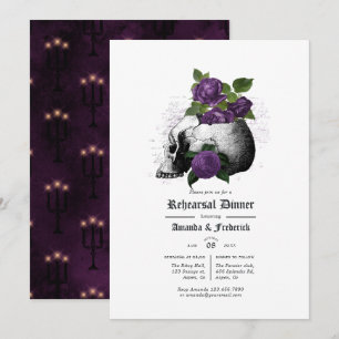 Convites Jantar de Ensaios Floral Gótico Roxo e Preto