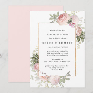 Convites Jantar de Ensaios Floral Rosa Cor de Blush