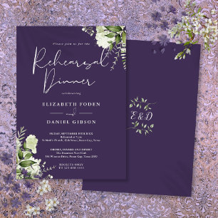 Convites Jantar de Ensaios Floral Verde Roxo