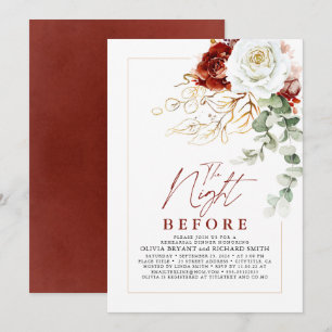 Convites Jantar de Ensaios Floral Vermelho e Branco da Borg