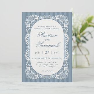 Convites Jantar de Ensaios Floral Vintage Blue Lace Doily