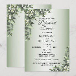 Convites Jantar de Ensaios Folhas de Verdura Floral Rústica