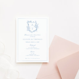 Convites Jantar de Ensaios Formal Crest Azul Empoeirado