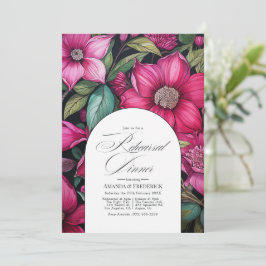 Convites Jantar de Ensaios Fuchsia, Verde Esmeralda e Preto