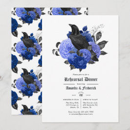 Convites Jantar de Ensaios Glam Royal Blue Raven Gótico