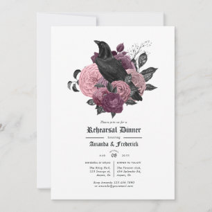 Convites Jantar de Ensaios Gótico Vintage Glam Rosa-Raven