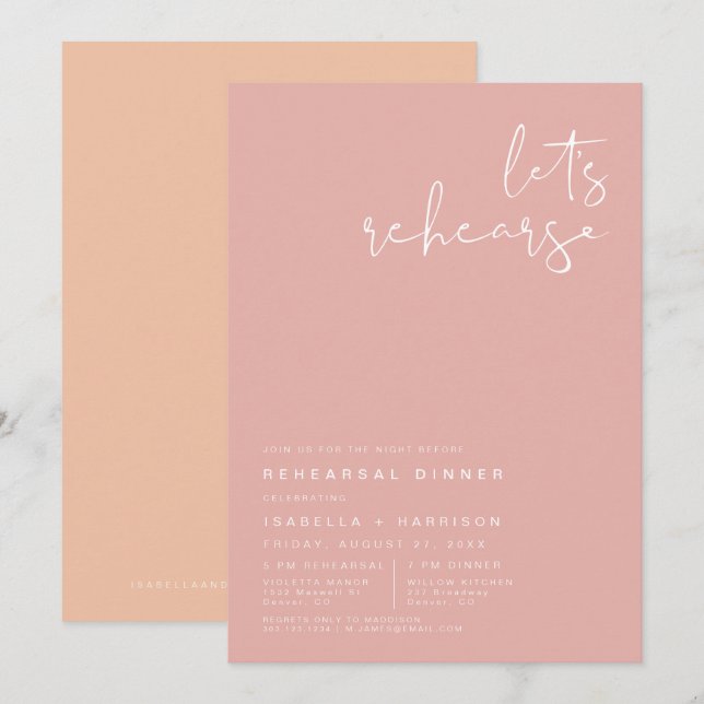 Convites Jantar de Ensaios LEAH Vibrante Pastel Brilhante d (Frente/Verso)