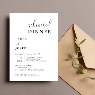 Convites Jantar de Ensaios Minimalista Branco Personalizado
