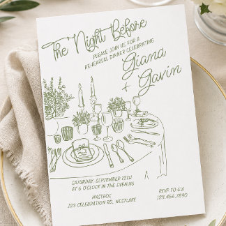 Convites Jantar de Ensaios Minimalista | Casamento Elegante