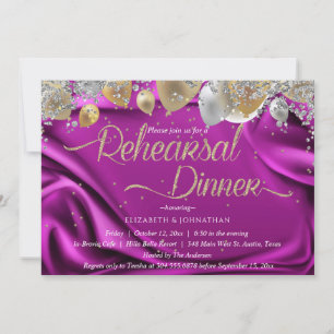 Convites Jantar de Ensaios Minimalista Roxo Brilhante Moder