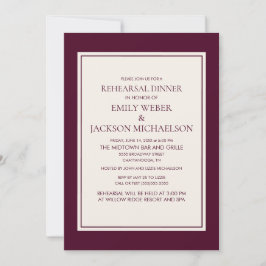 Convites Jantar de Ensaios Moderno Elegante Burgundy Creme