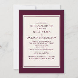 Convites Jantar de Ensaios Moderno Elegante Burgundy Creme